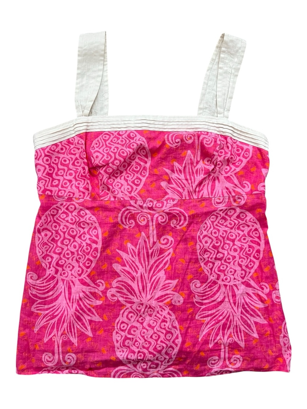 Lilly Pulitzer Pink Pineapple Print Tank with White Straps